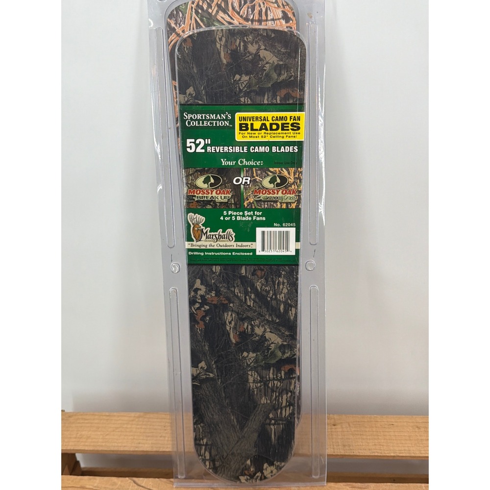 Sportsmans Collection 52in Reversible Camo Ceiling Fan Blades Mossy Oak 5pc Set